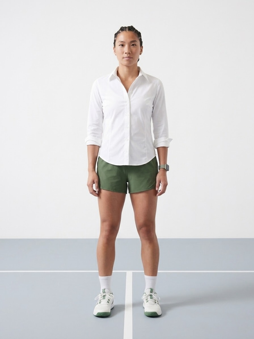 Athleta White Fitted Long Sleeve Button Down Shirt Size XS